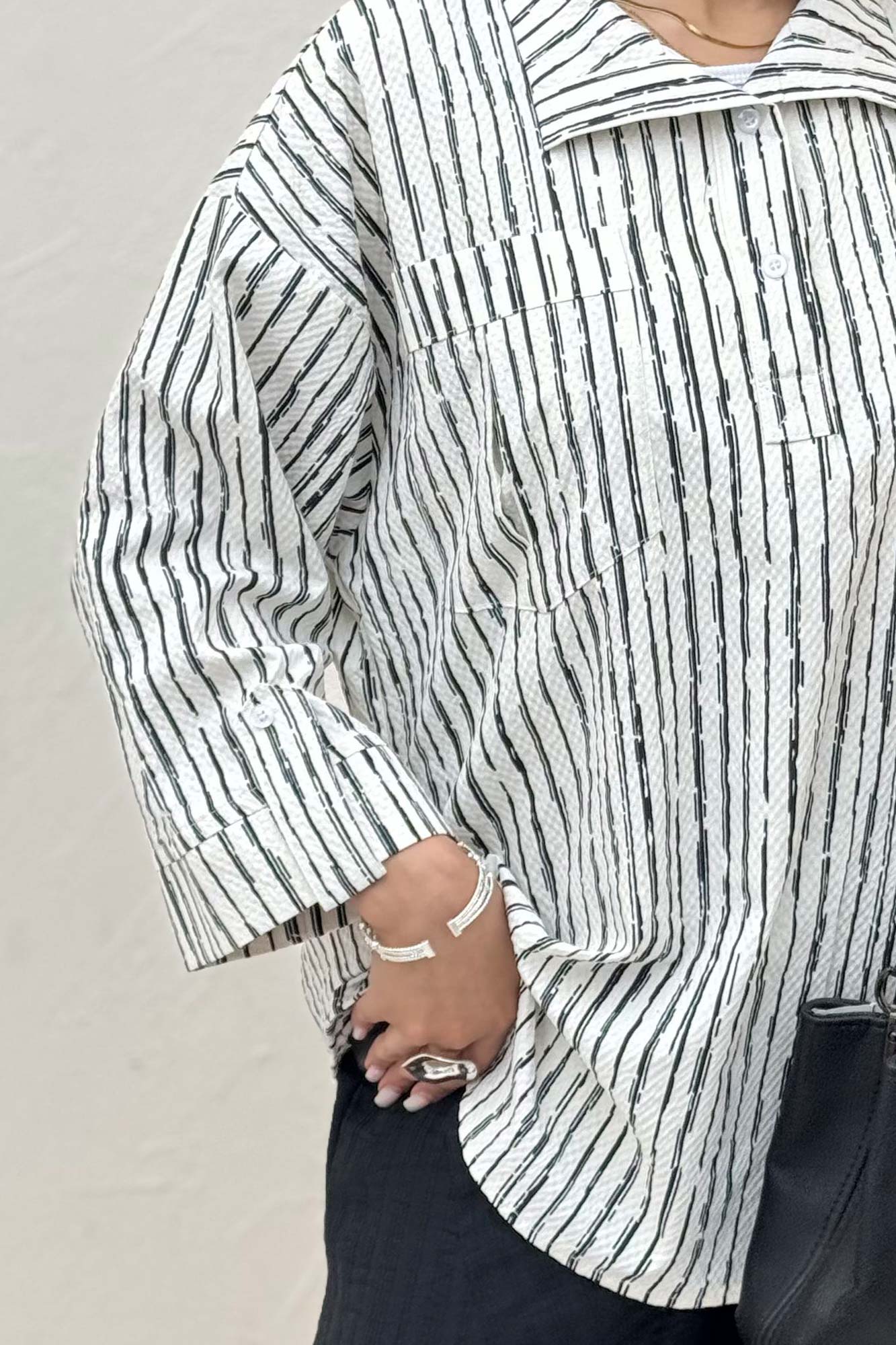 شومیز جلو بسته یقه بلیطی راه راه زارا