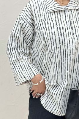 شومیز جلو بسته یقه بلیطی راه راه زارا