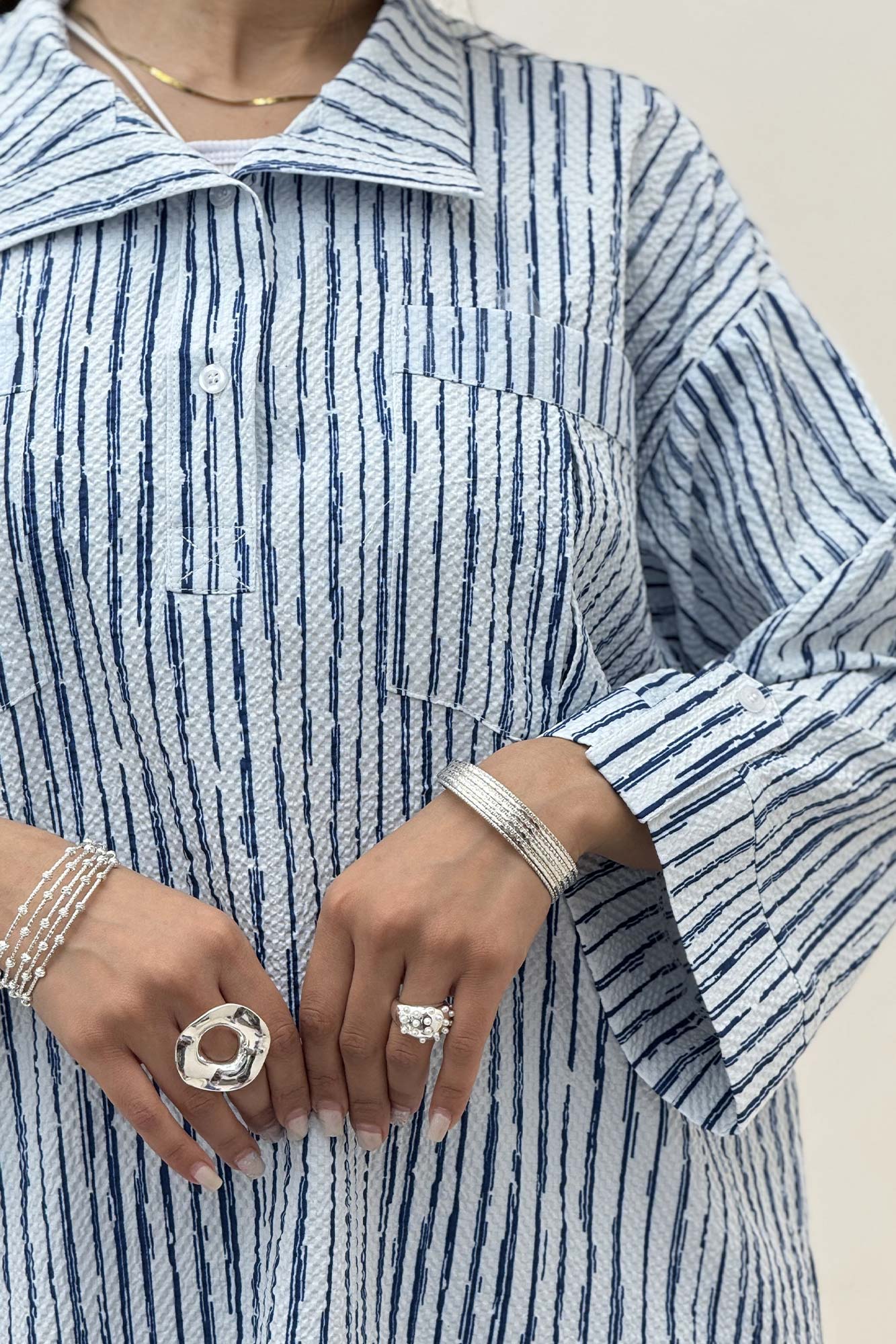 شومیز جلو بسته یقه بلیطی راه راه زارا