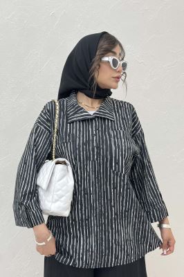 شومیز جلو بسته یقه بلیطی راه راه زارا