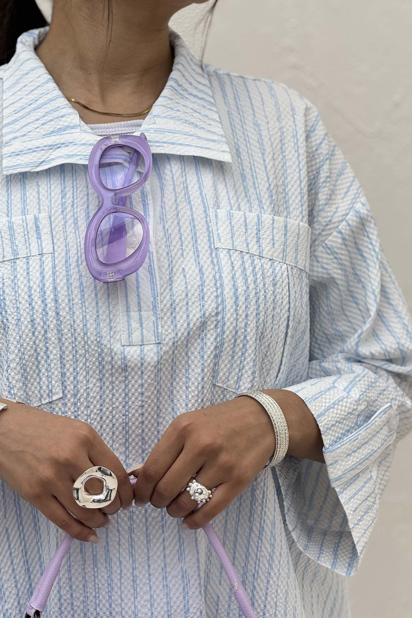 شومیز جلو بسته یقه بلیطی راه راه زارا