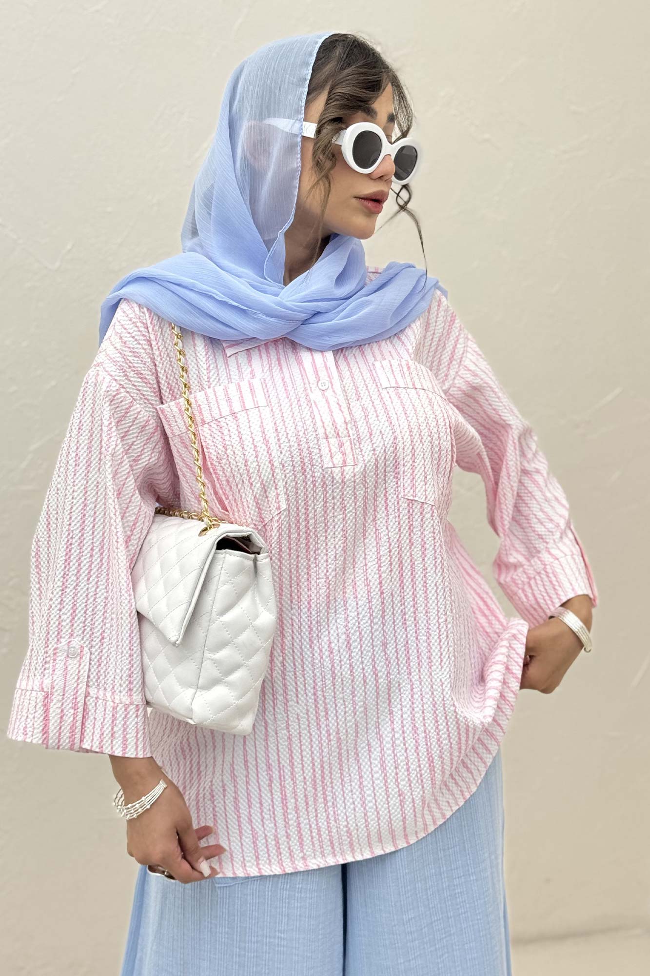 شومیز جلو بسته یقه بلیطی راه راه زارا