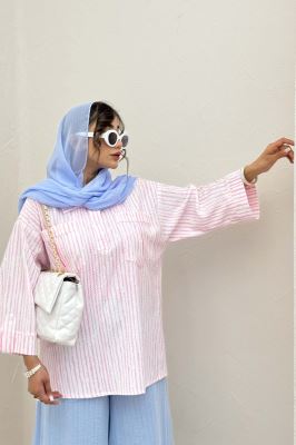 شومیز جلو بسته یقه بلیطی راه راه زارا