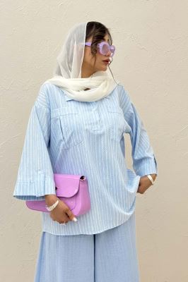 شومیز جلو بسته یقه بلیطی راه راه زارا