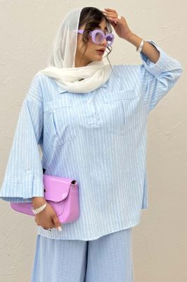 شومیز جلو بسته یقه بلیطی راه راه زارا