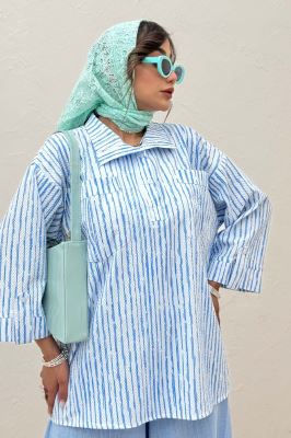 شومیز جلو بسته یقه بلیطی راه راه زارا