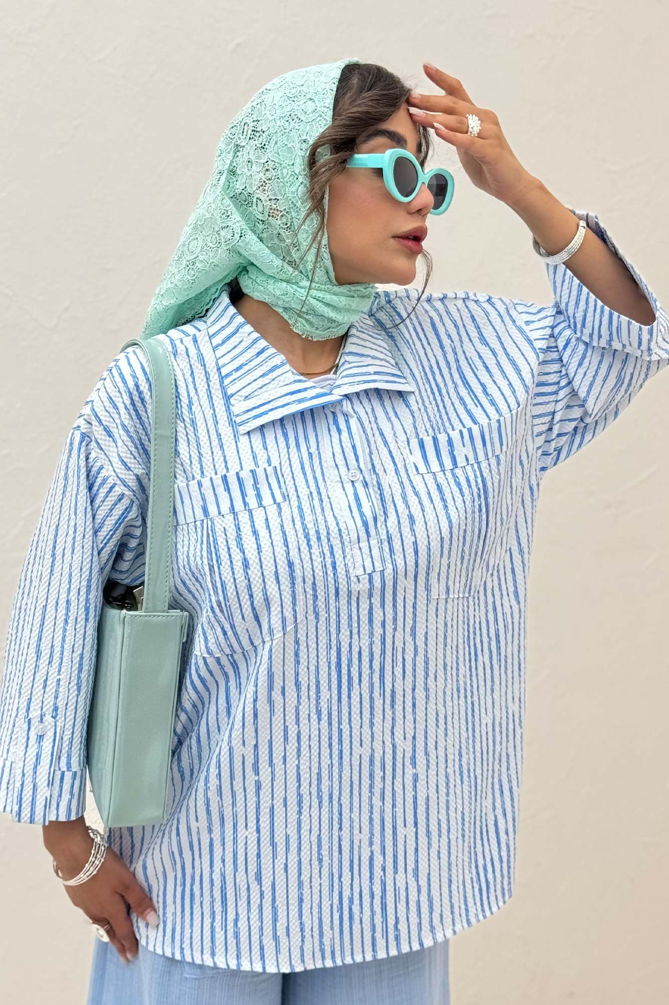 شومیز جلو بسته یقه بلیطی راه راه زارا