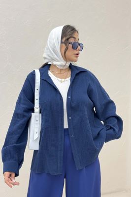 شومیز مانتویی تک جیب دبل فیس