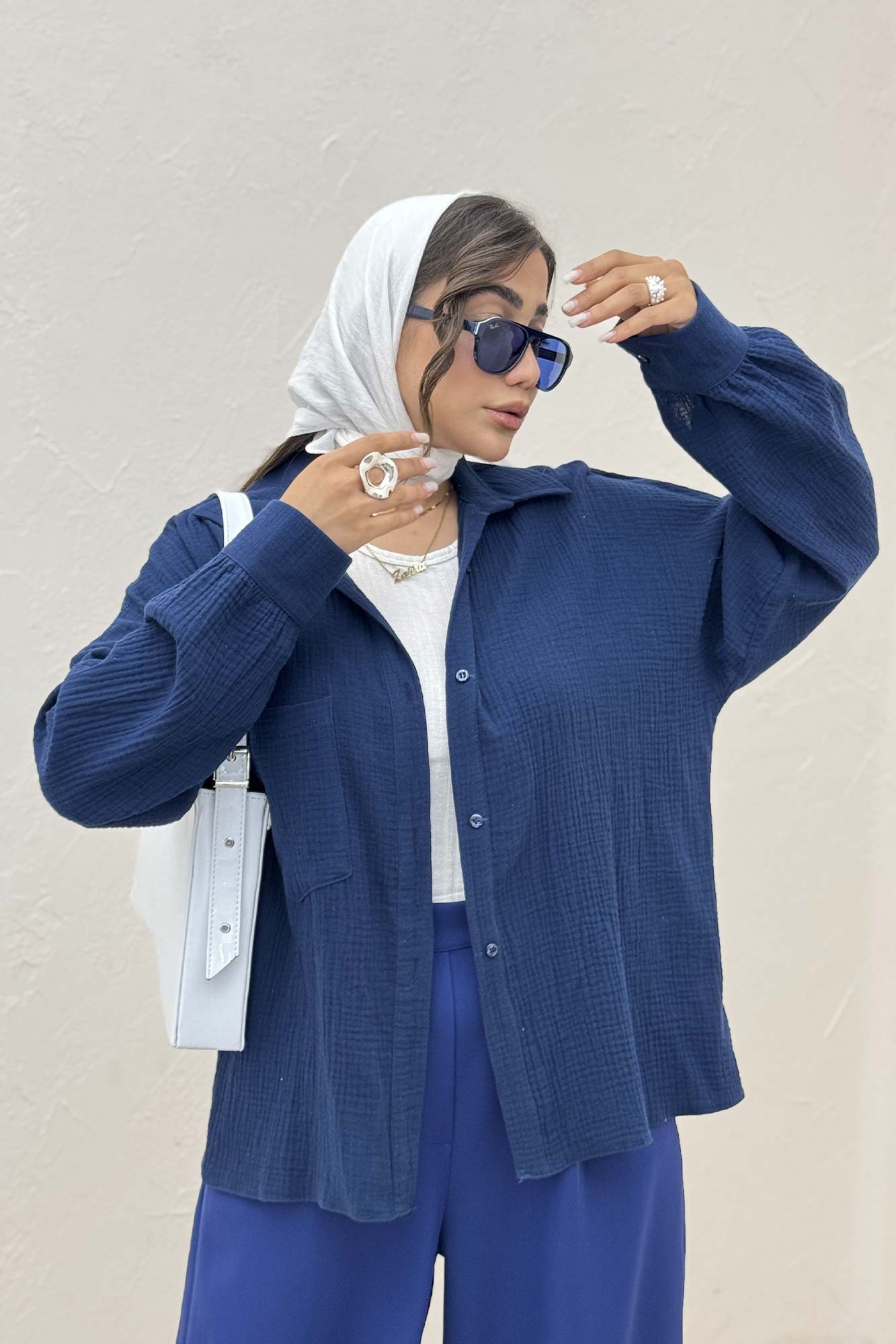 شومیز مانتویی تک جیب دبل فیس