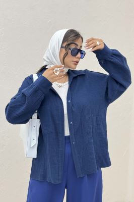 شومیز مانتویی تک جیب دبل فیس