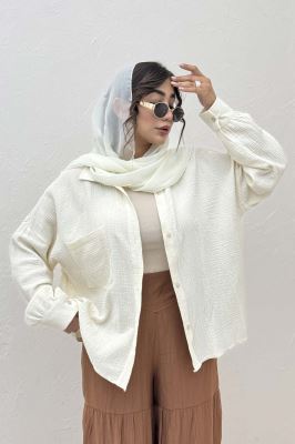 شومیز مانتویی تک جیب دبل فیس