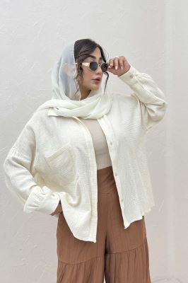 شومیز مانتویی تک جیب دبل فیس