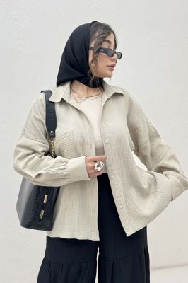 شومیز مانتویی تک جیب دبل فیس