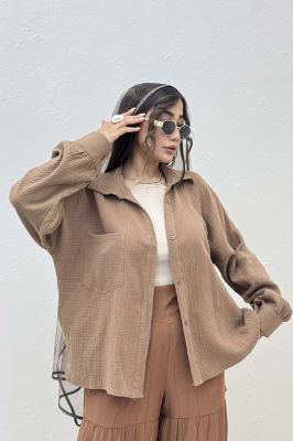 شومیز مانتویی تک جیب دبل فیس