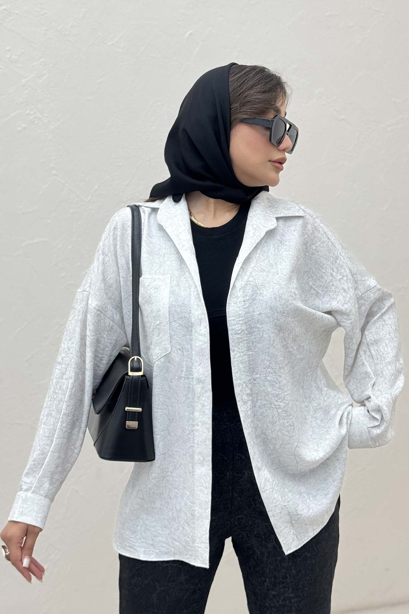 شومیز مانتویی شانتون سرامیکی پشت پنسی