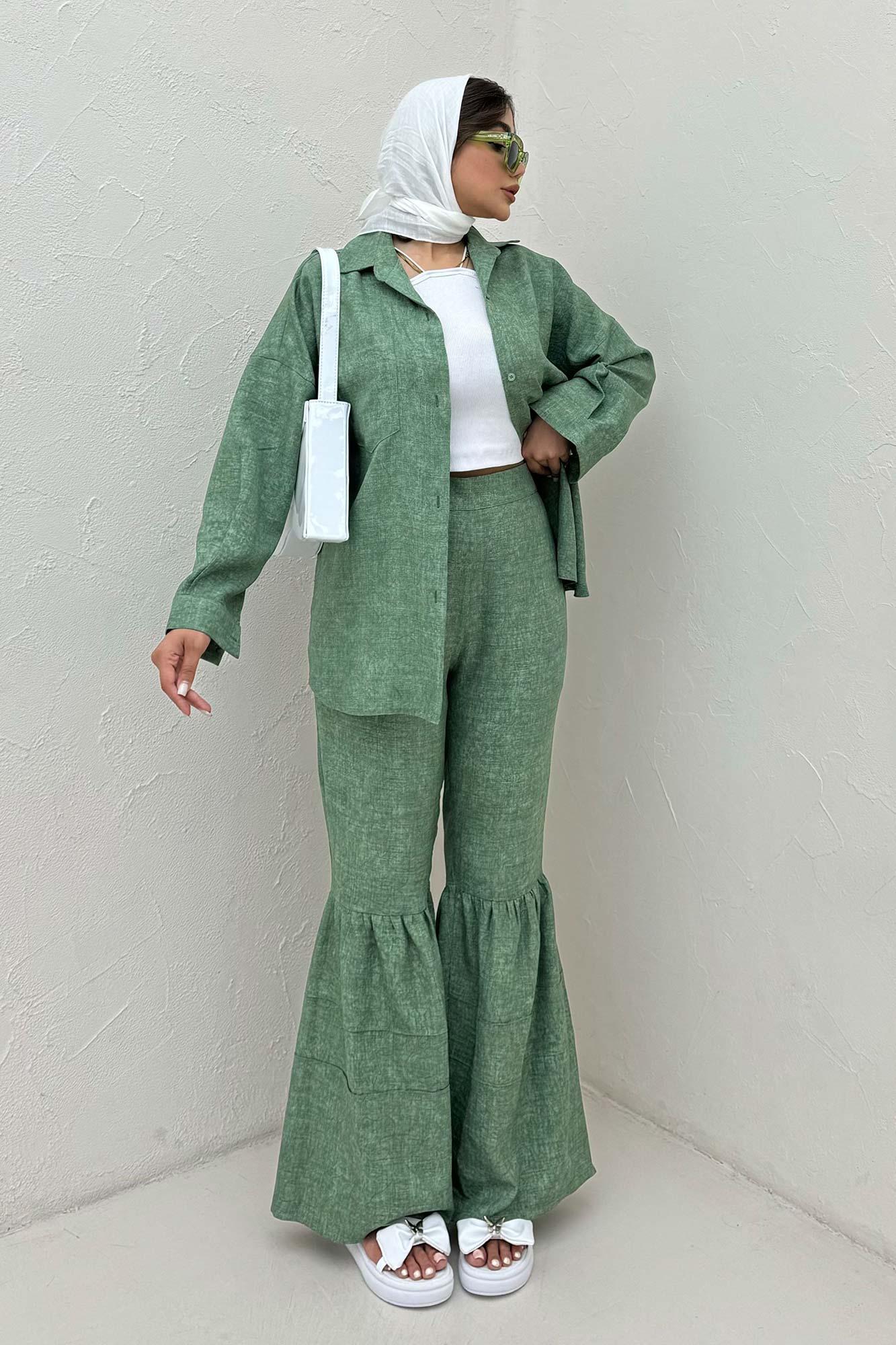 شومیز مانتویی شانتون سرامیکی پشت پنسی