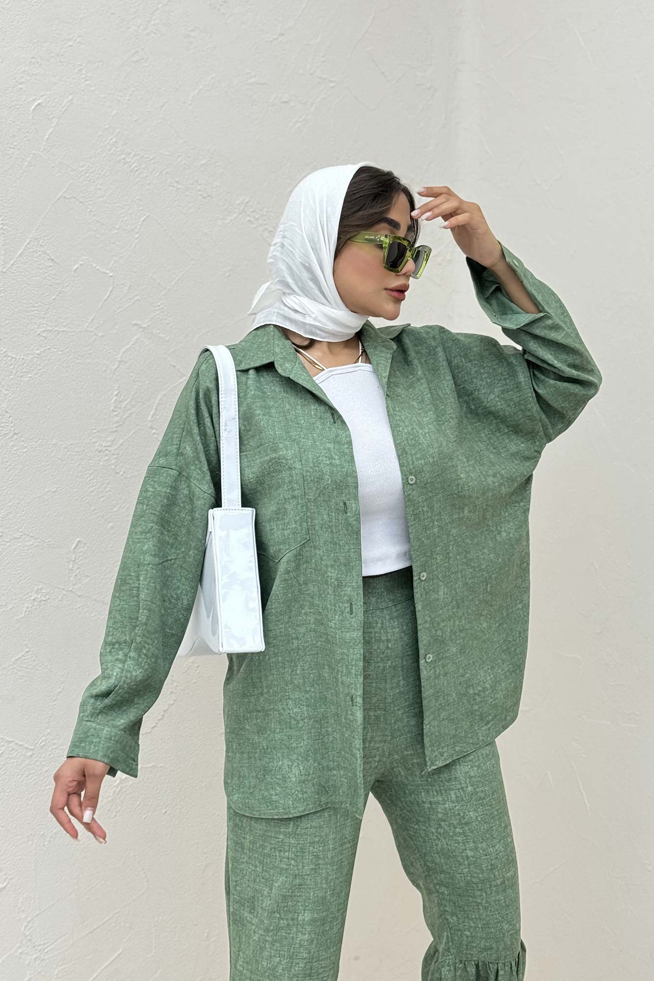 شومیز مانتویی شانتون سرامیکی پشت پنسی