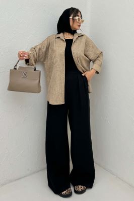 شومیز مانتویی شانتون سرامیکی پشت پنسی