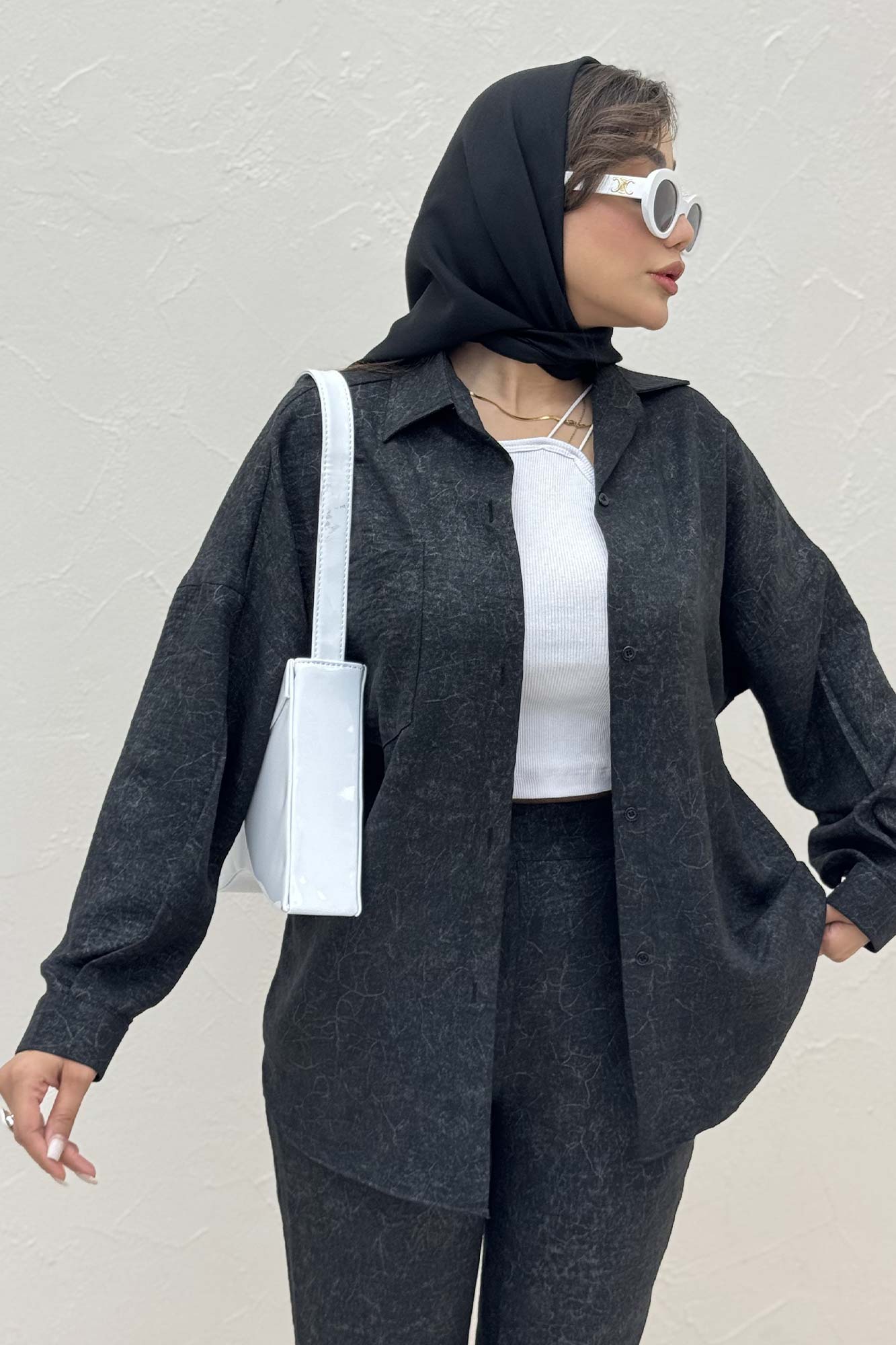 شومیز مانتویی شانتون سرامیکی پشت پنسی