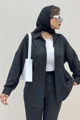 شومیز مانتویی شانتون سرامیکی پشت پنسی