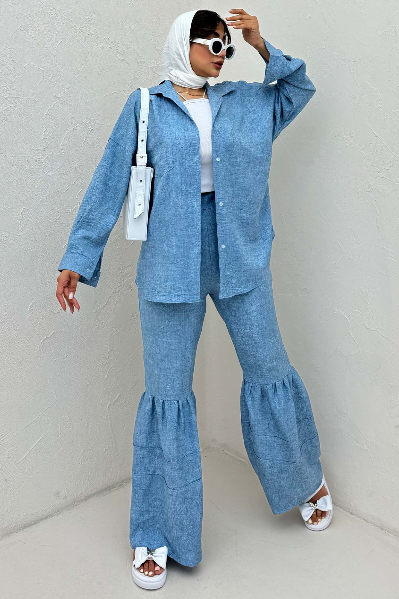 شومیز مانتویی شانتون سرامیکی پشت پنسی