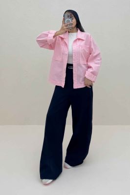 مانتو لینن پایین هلال دو جیب TR