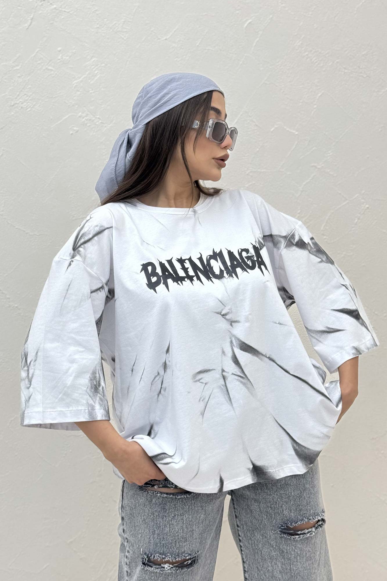 تیشرت باکسی تمام چاپ بالنسیاگا 