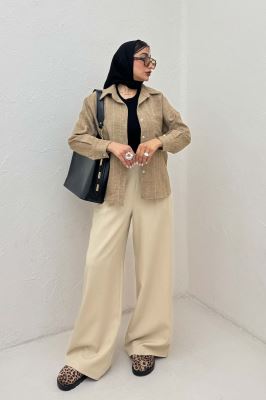 شومیز لینن راه راه پشت ریلی 1066