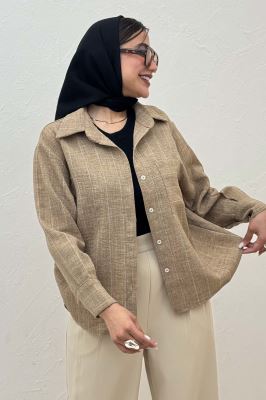 شومیز لینن راه راه پشت ریلی 1066