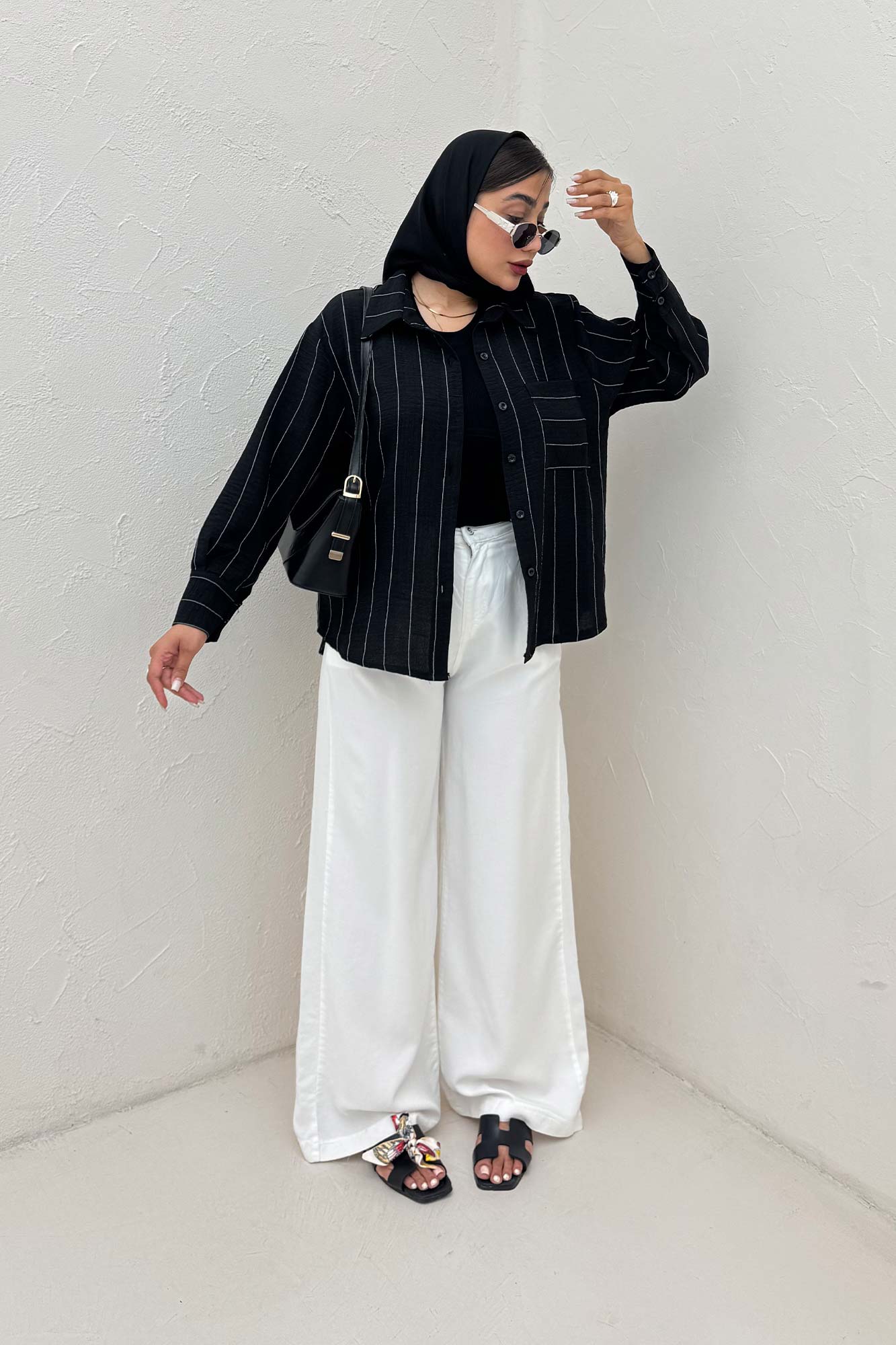 شومیز لینن راه راه پشت ریلی 1066