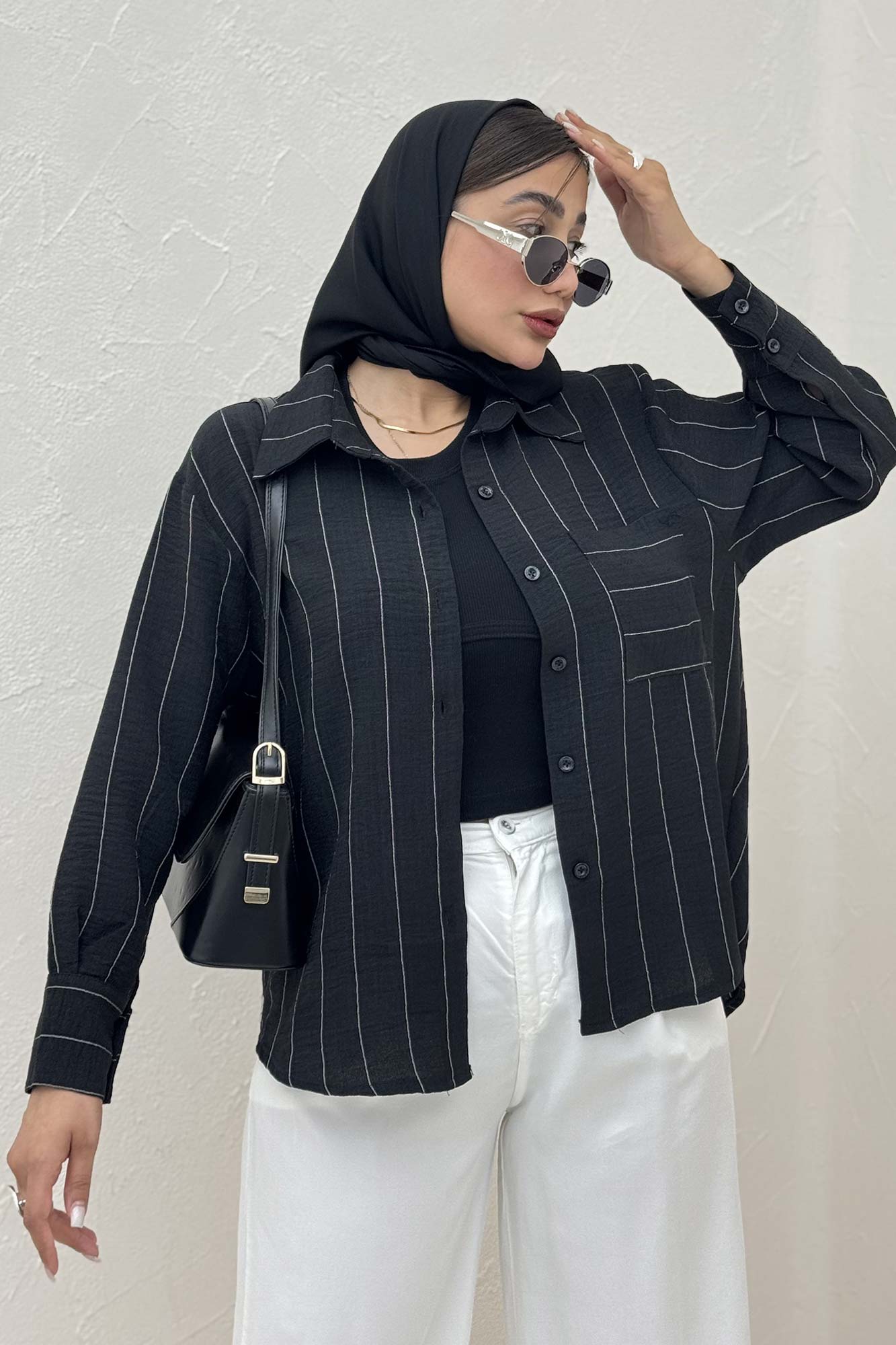 شومیز لینن راه راه پشت ریلی 1066