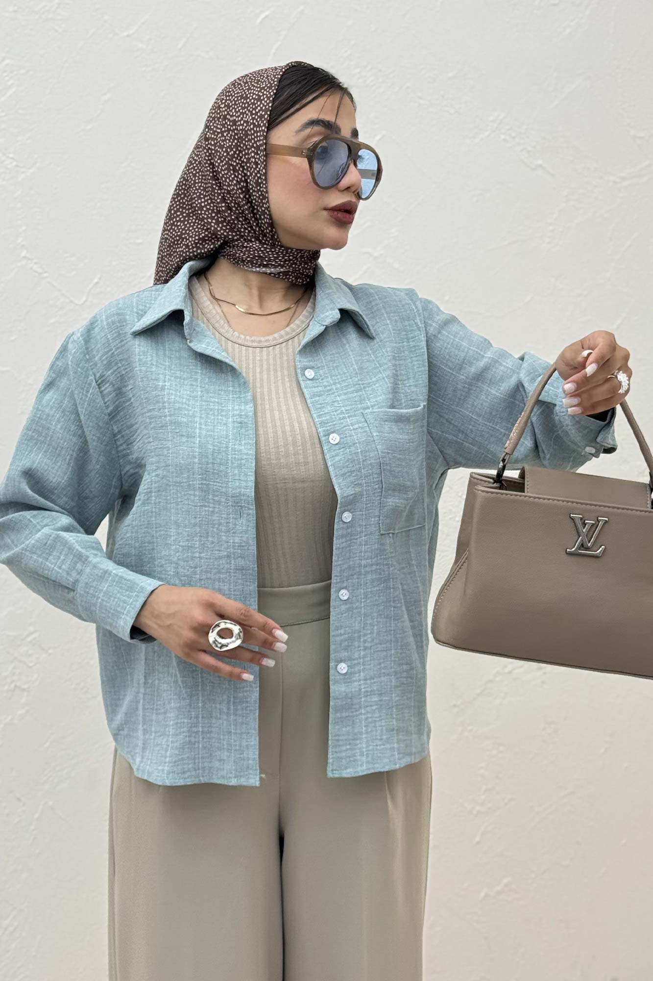 شومیز لینن راه راه پشت ریلی 1066