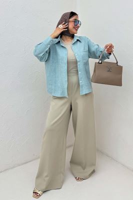 شومیز لینن راه راه پشت ریلی 1066