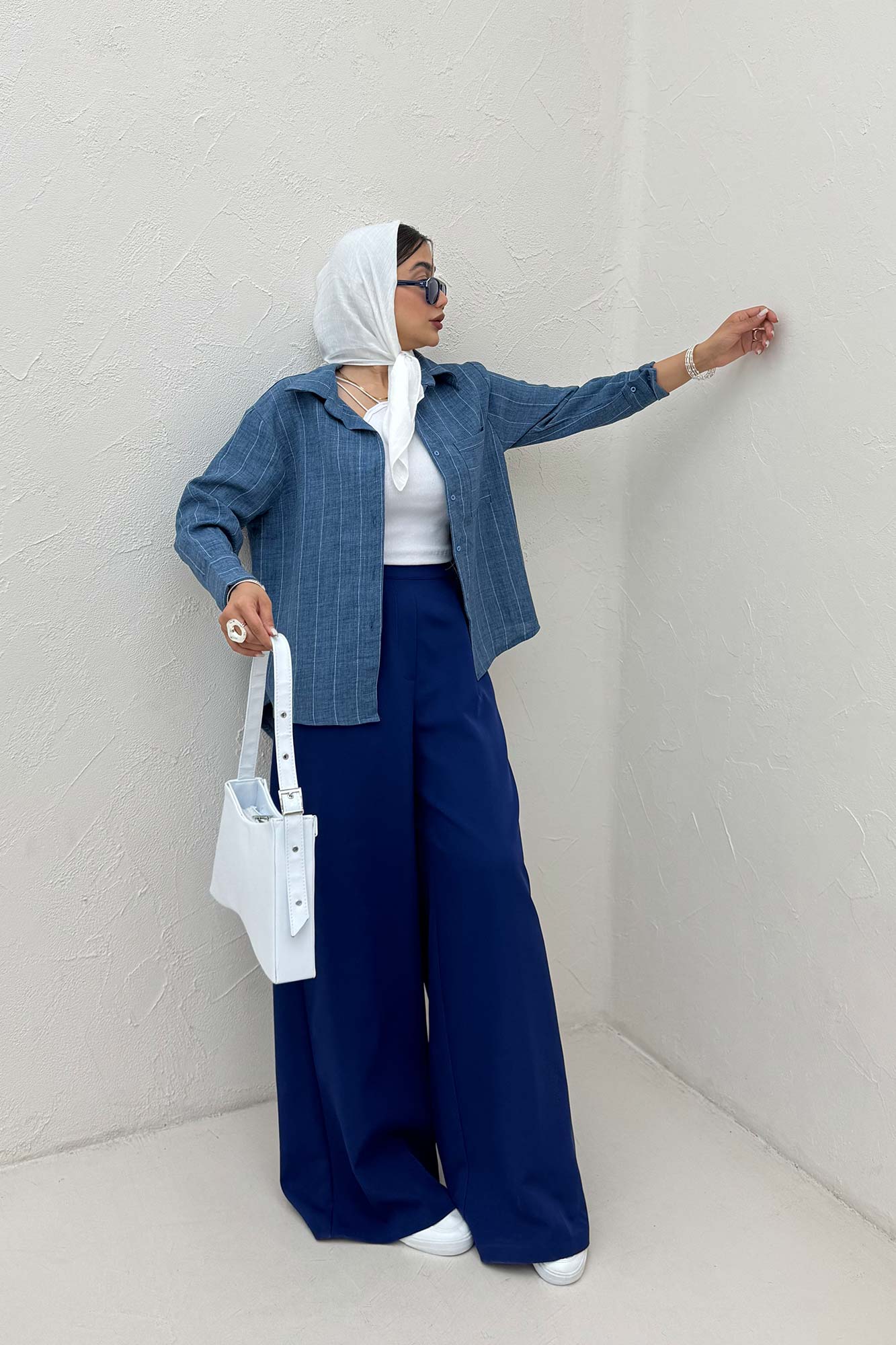 شومیز لینن راه راه پشت ریلی 1066