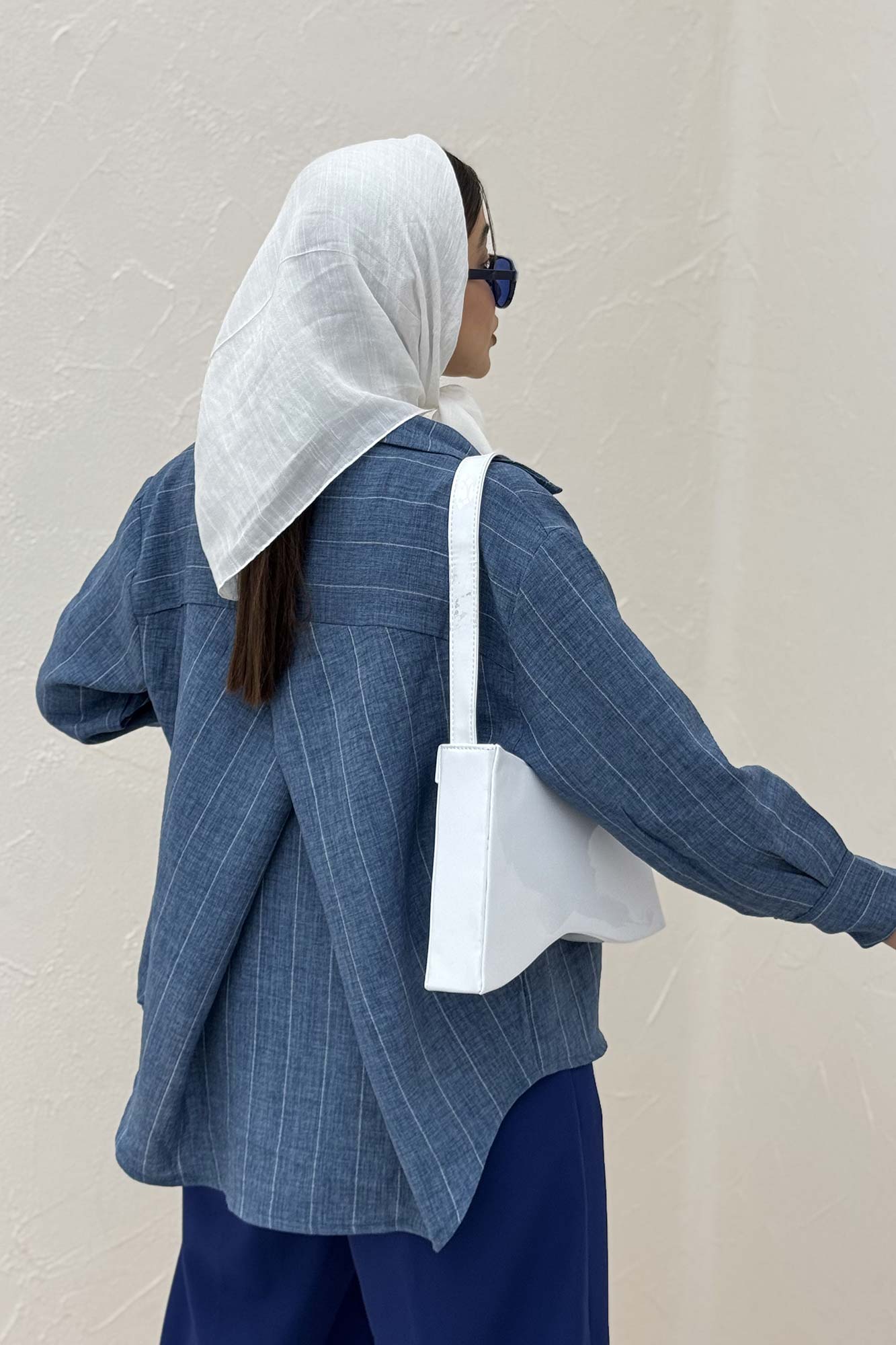 شومیز لینن راه راه پشت ریلی 1066