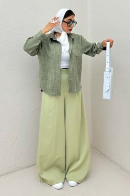 شومیز لینن راه راه پشت ریلی 1066