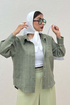 شومیز لینن راه راه پشت ریلی 1066