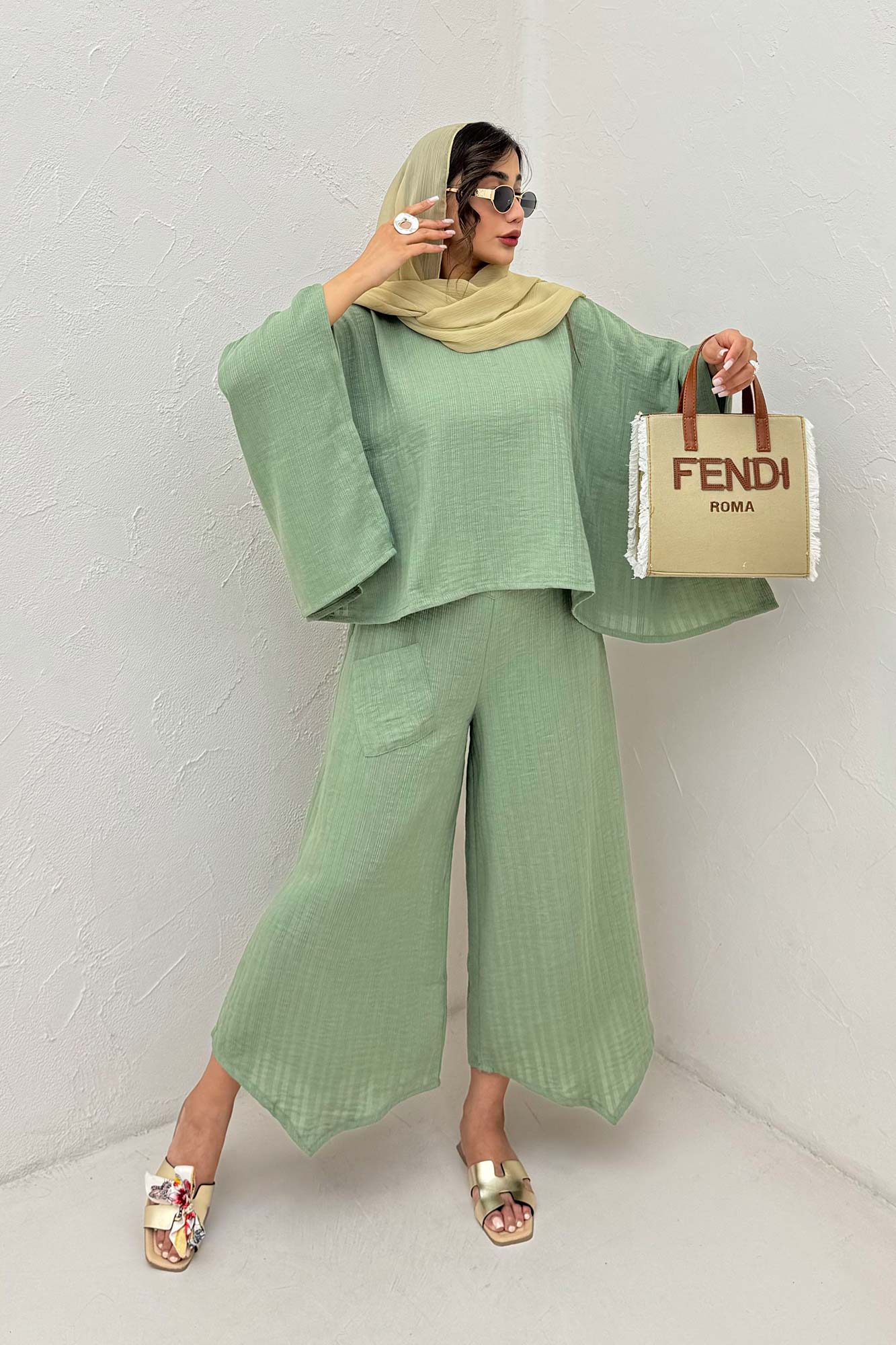 ست بلوز کیمونو و شلوار دمپا هفتی 1048