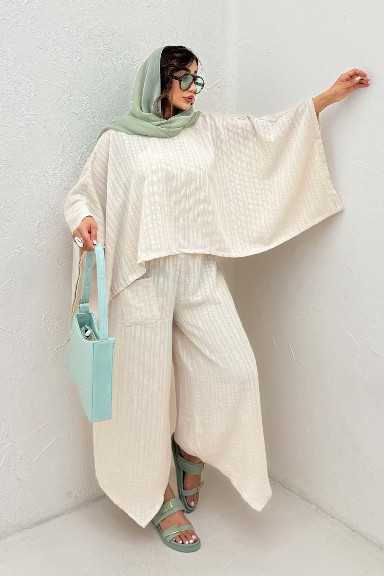 ست بلوز کیمونو و شلوار دمپا هفتی 1048