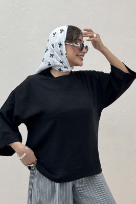 ست بلوز و شلوار بگ راه راه لینن 1030