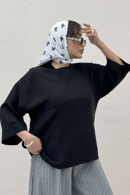 ست بلوز و شلوار بگ راه راه لینن 1030