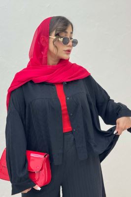 شومیز چین دار ژاکارد نخی 1062