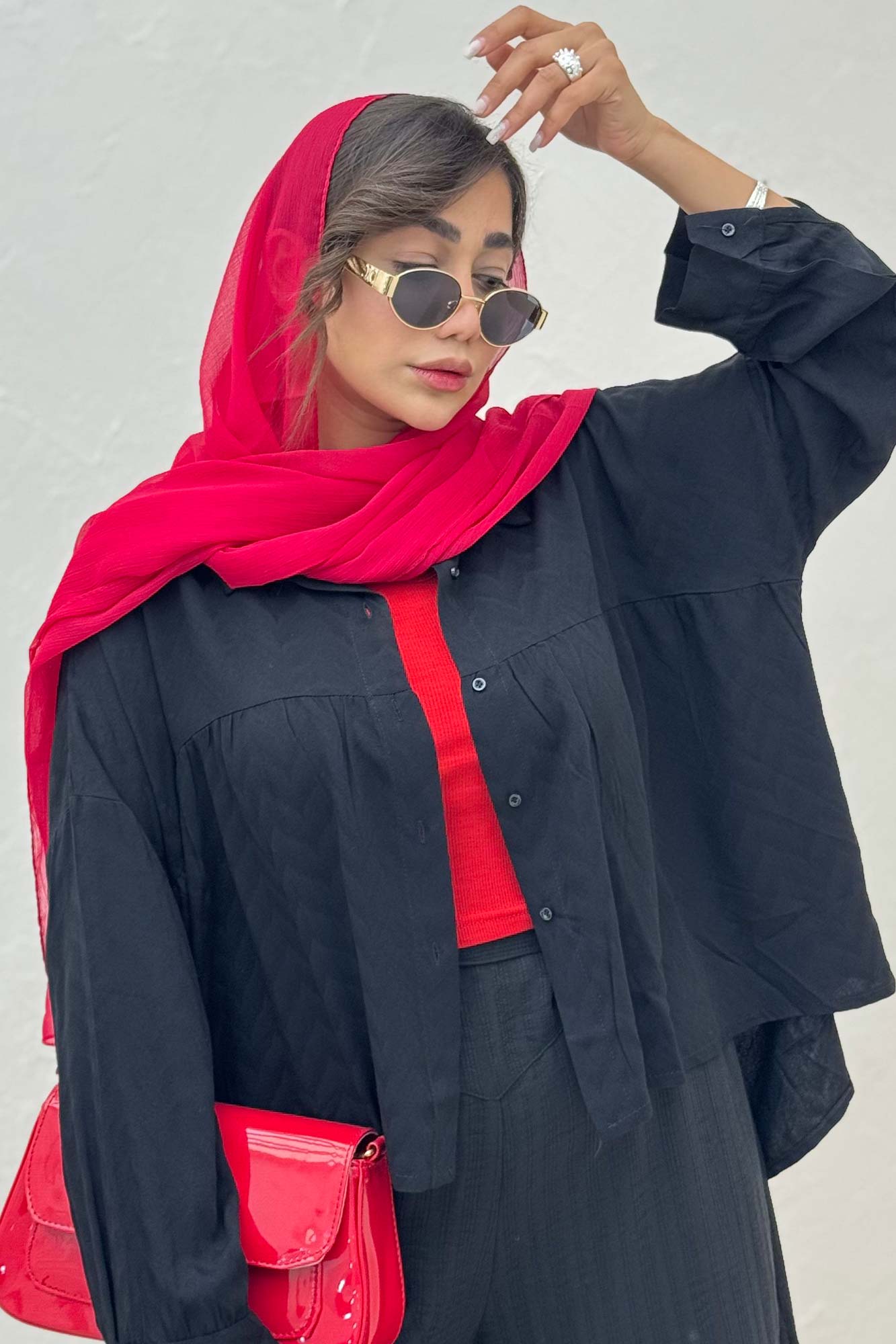 شومیز چین دار ژاکارد نخی 1062