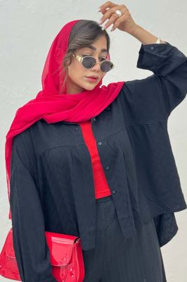 شومیز چین دار ژاکارد نخی 1062