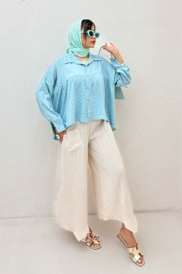 شومیز چین دار ژاکارد نخی 1062