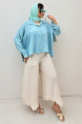 شومیز چین دار ژاکارد نخی 1062