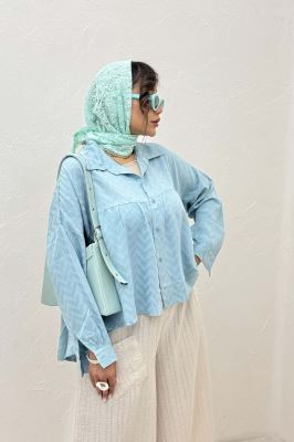 شومیز چین دار ژاکارد نخی 1062