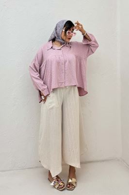 شومیز چین دار ژاکارد نخی 1062