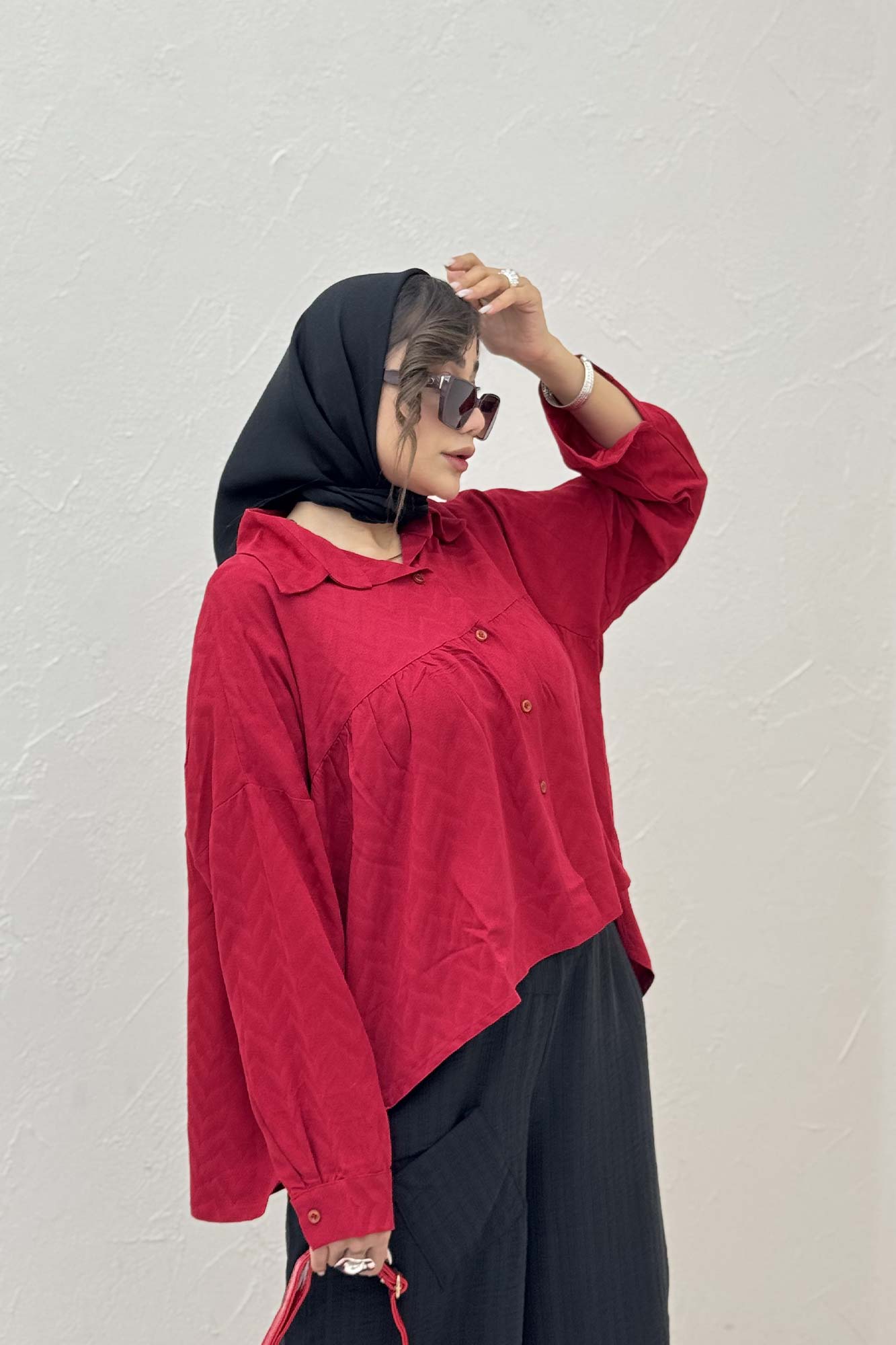 شومیز چین دار ژاکارد نخی 1062