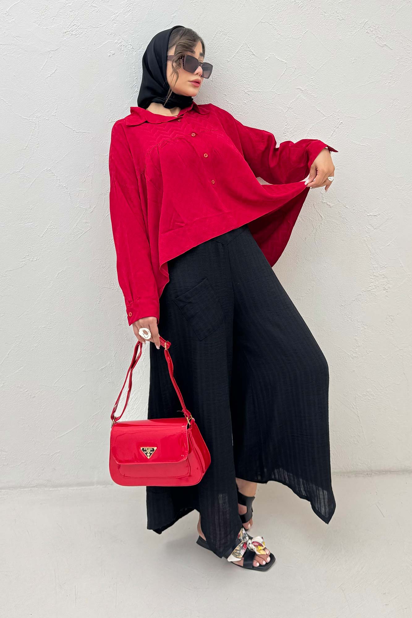 شومیز چین دار ژاکارد نخی 1062